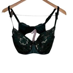 Victoria's Secret Body by Victoria Dark Green Lace Demi Lined Bra Women Sz 38DD